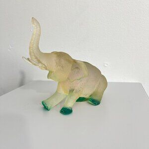Translucent‎ Clear & Green Resin Elephant Figurine